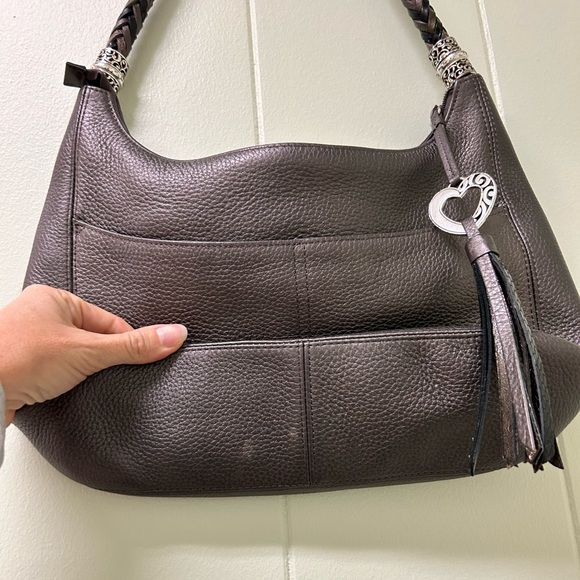 Brighton Barbados Handbag Pewter Pebbled Shoulder Bag - Picture 3 of 6